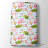 Ice blue Lotus Pichwai Printed Fabric For Boutique